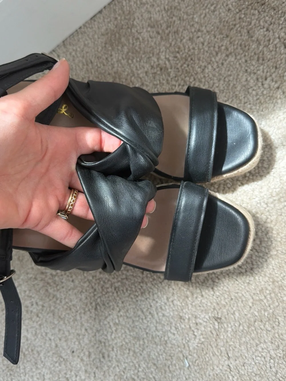 Buckle wedge sandals